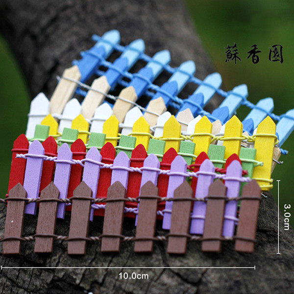 3x10CM DIY 2016 Ornaments Mini Wooden Fence Artificial Fence Garden Micro Landscape Terrarium Decoration Miniature 10 Colors HY1173