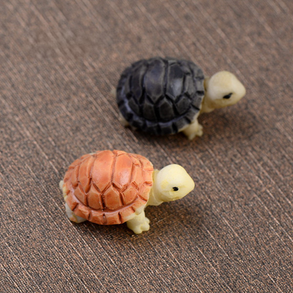 Turtle Fairy Garden Miniature Mini animal Tortoise resin artificial craft bonsai Garden Decoration 2cm 2 colors DHL Free Shipping