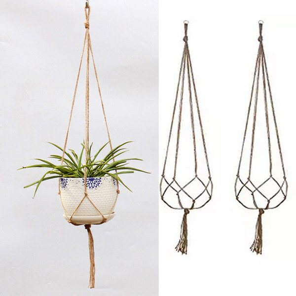 green green 2Pcs Flower Pots Hanging Rope Basket Braided Hanger Pot New Hemp Rope Horticultural Greening