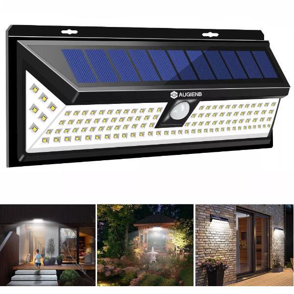 Garden Wall Light 118 LED Solar PIR Motion Sensor Outdoor Waterproof Lamp