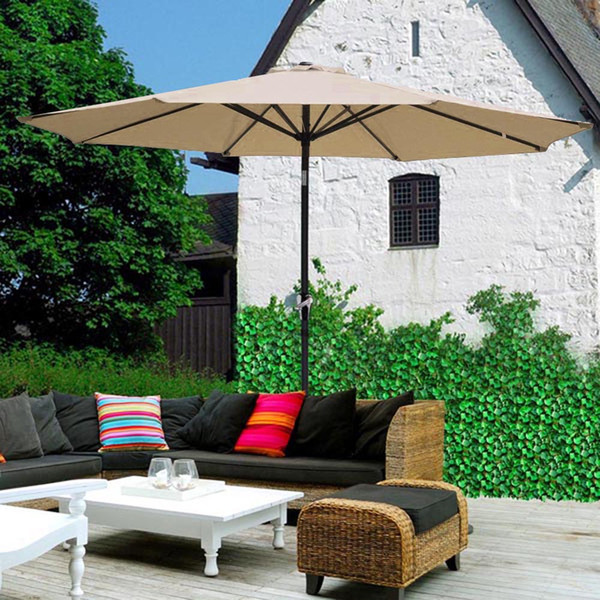 9 FT Patio Umbrella Patio Market Steel Tilt With Crank Outdoor Yard Garden 4 color wholesale