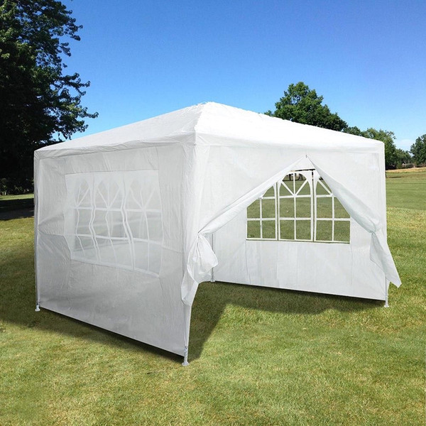 10'x10' Outdoor Canopy Party Wedding Tent White Pavilion w/4 Side Walls