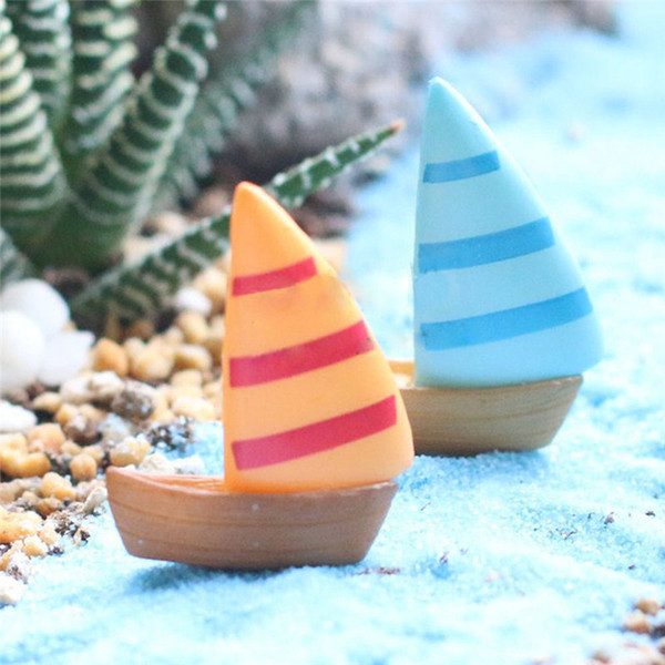 5Pcs Beach landscape micro garden Decoration ornaments resin crafts mini Sailboat boats model DIY accessories