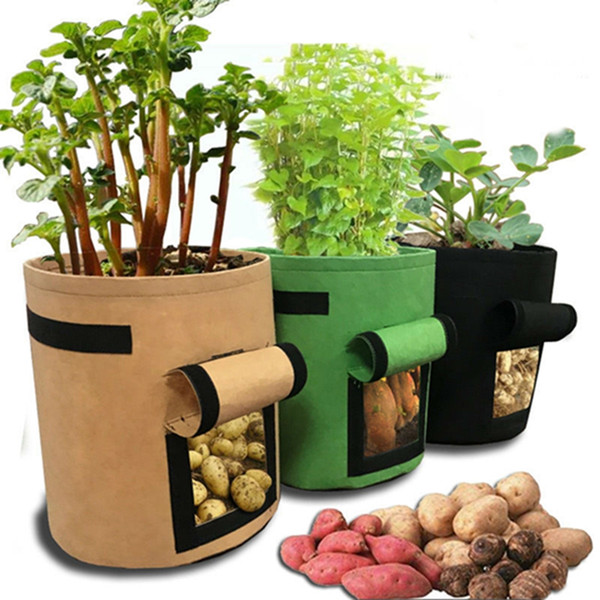 7 Gallons non woven plant bag Tomatoes Potato Grow Bag with Handles Flowers Vegetables Planter Bags Home Garden Planting Accessories