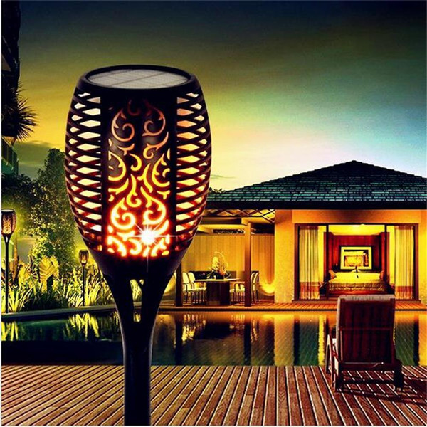 Waterproof LED Solar Garden Lights Solar LED Lawn Lamp Flame Torch Light Outdoor Path Yard Landscape Decoration Lighting