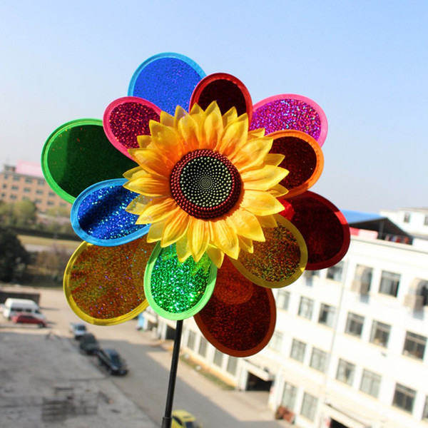 1pcs Baby Windmill Wind Spinner Whirligig Children Toys Nylon Fabric/Plastic Classic Windmill Rainbow Garden Decor Ornament