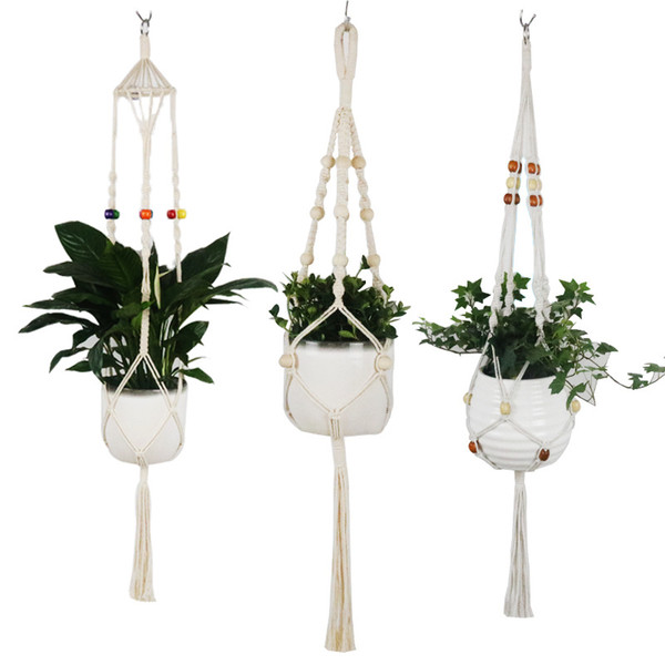 Macrame Plant Hanger Indoor Outdoor Hanging Planter Basket Cotton Rope with Beads Bohemian Home Decor Multi Macrame Plant Hanger Patterns