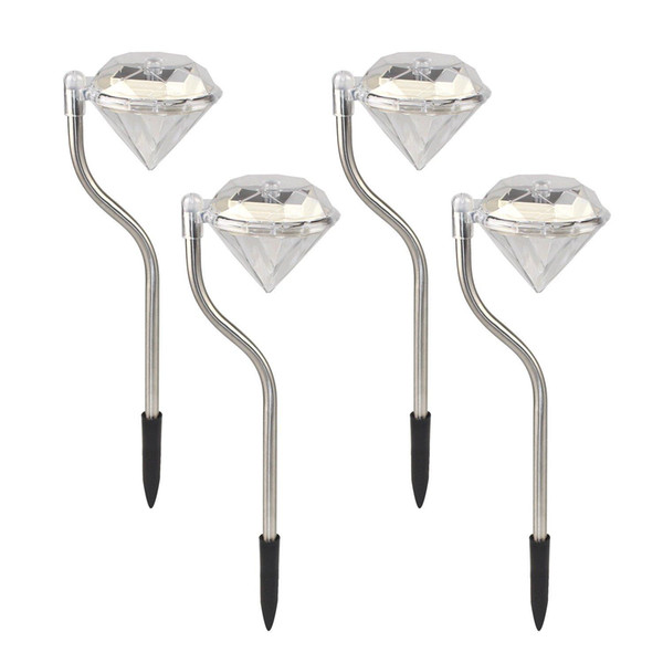 Set of 4 1-LED Solar Powered Diamonds Lawn Light Pathway Garden Stake Lamp 5 Set