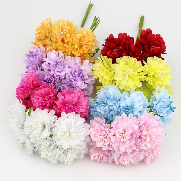 3cm 72pcs /Lot Silk Artificial Stamen Bud Bouquet Flower For Home Garden Wedding Car Corsage Decoration Crafts Plants