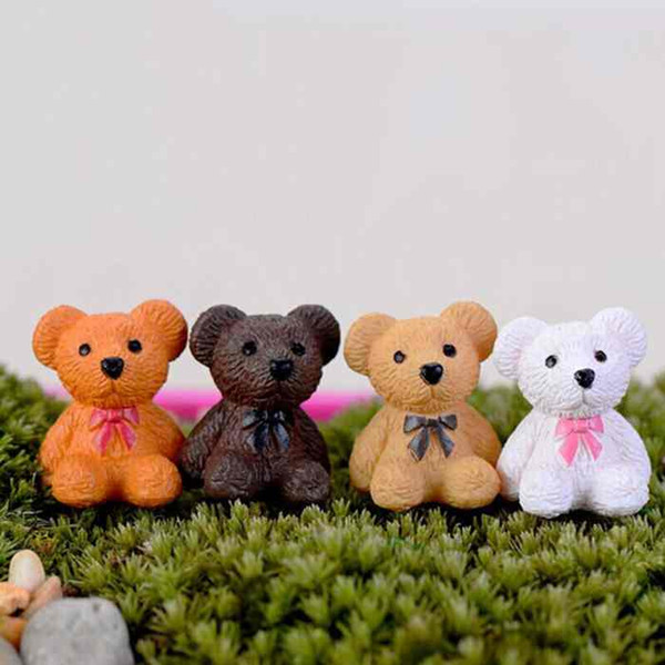 Cute Bear Mini Doll Ornament Small Desktop Toy Resin Handicraft Moss Terrarium Micro Landscape Decoration Fairy Garden DIY Zakka