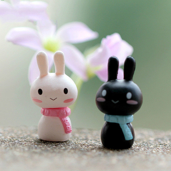 Scarf Rabbit Lover White Black Bunny Tuzki Easter Doll Ornament Bonsai Handicraft Decoration Micro Landscape Accessories DIY Fairy Garden