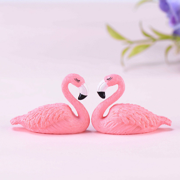 Pink Cartoon Flamingo PVC Doll Ornament Miniature Fairy Garden Decoration Micro Landscape Accessory Cactus Succulent Gift Craft DIY Material