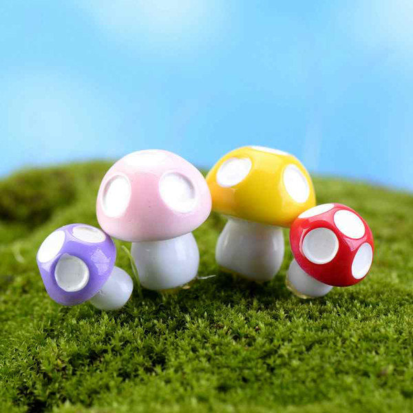 Colorful Mini Resin Mushrooms 5Dots On Top DIY Craft Material Moss Terrarium Micro Landscape Plant Pot Ornaments Fairy Garden Desktop