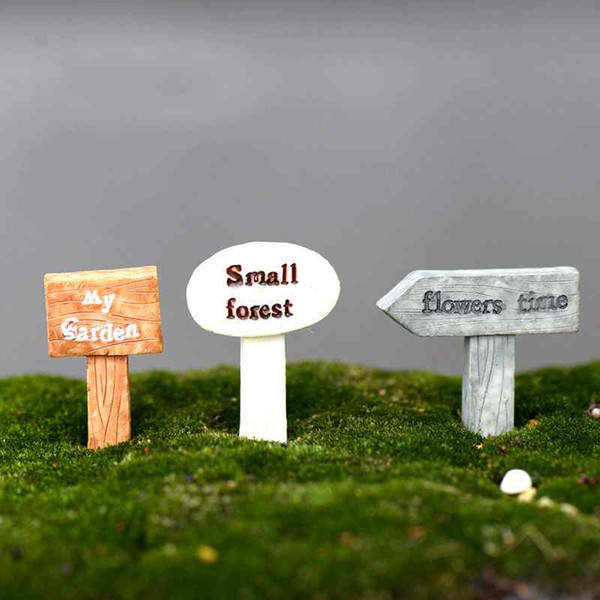 Forest Road Signs Bonsai Signpost Craft Moss Terrarium Cactus Succulent Flower Receptacle Decor Micro Landscape Accessories Fairy Garden DIY