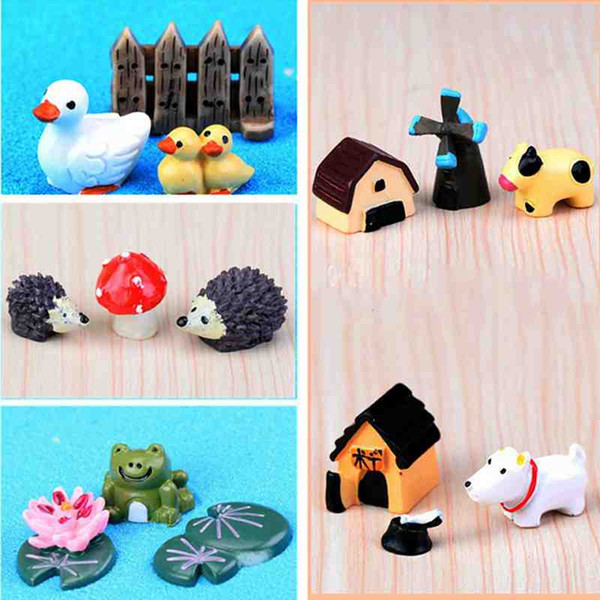 3pcs Animal Set Cute Mini Resin Crafts Micro Landscape Moss Bottle Plant Pot Decoration Ecological Props DIY Materials Fairy Garden ZAKKA