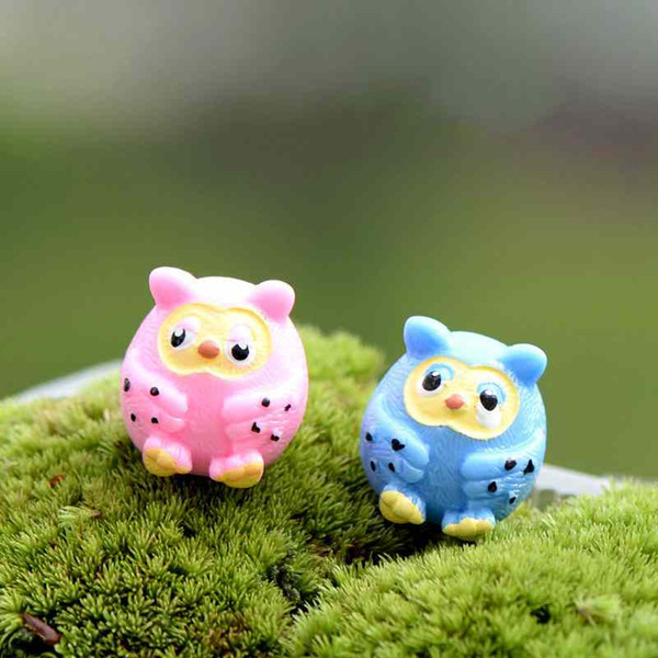 Mini Resin Owl Lovers Fairy Garden Miniatures Handicraft Moss Terrarium Creative Green Plant Gift Micro Landscape Ornaments DIY Zakka