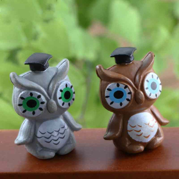 Mini Resin Cartoon Owl Fairy Garden Miniatures Handicraft Moss Terrarium Creative Green Plant Gift Micro Landscape Ornaments DIY Zakka