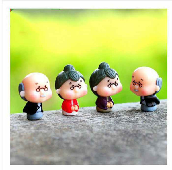 Mini Grandma Grandpa Ornament Doll Figurines Miniature Fairy Garden Gnome Decoration Moss Terrarium Accessories Handmade Crafts DIY Zakka