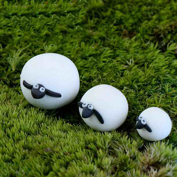 White Sheep Family Cute Sheep Dad Mum Son Doll Accessories Handicraft Moss Terrarium Micro Landscape Decoration Fairy Garden Desktop DIY