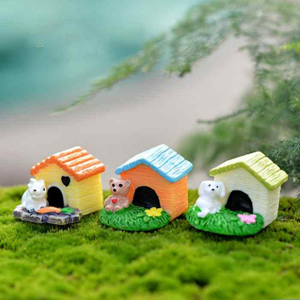 Mini Cartoon Animal House Desktop Doll Decoration Moss Terrarium Micro Landscape Succulent Ornament Fairy Garden Plant Pot Bonsai DIY Zakka