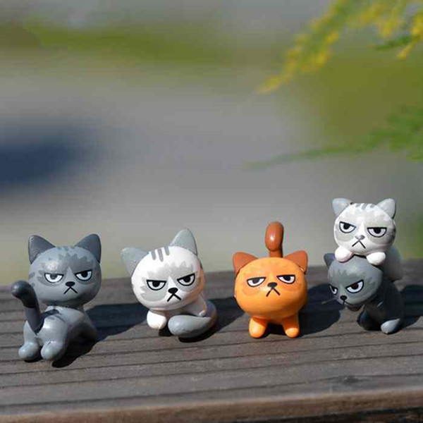 Miniature Cartoon Grumpy Cat Fairy Garden Dollhouse Accessory Desktop Plant Pot Bonsai Decoration Moss Terrarium Micro Landscape Ornament