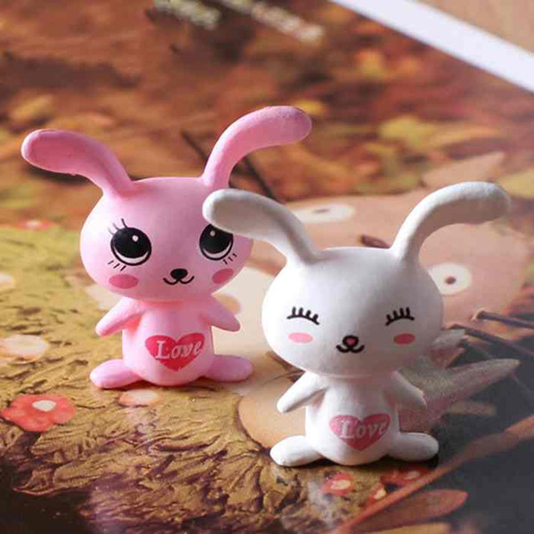 Lovely Adorable Mini Love Big Ears Rabbit DIY Assembled Small Toys Moss Terrarium Decor Micro Landscape Plants Pot Accessories Fairy Garden