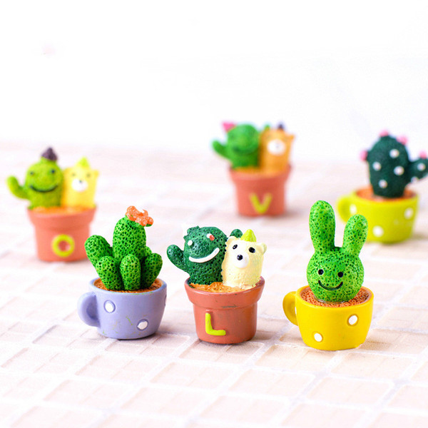 LOVE Cactus Simulation Succulent Decoration Miniature Fairy Garden Micro Landscape Terrarium Plant Pot Accessory Ins Gift Craft DIY Material