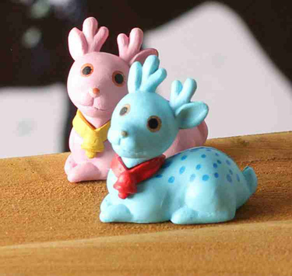 Mini Figurine Cute Spotted Sika Deer Cartoon Doll Toy Moss Terrarium Ornaments Micro Landscape Accessories Fairy Garden DIY Material ZAKKA