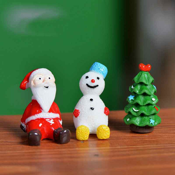 Cute Snowman Santa Christmas Tree Creative Resin Crafts DIY Christmas Decor Material Moss Terrarium Micro Landscape Ornaments Fairy Garden