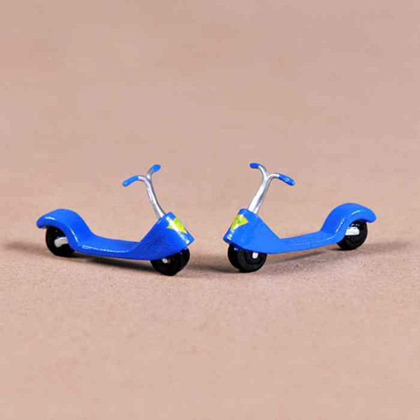 Mini Blue Scooter Miniature Fairy Garden Moss Micro Landscape Decor Cartoon Car Ornaments Mini Craft Accessory Props DIY Materials