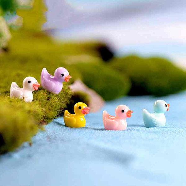 Colorful Mini Resin Duck Cartoon Doll Ornament Toy Moss Terrarium Micro Landscape Decoration Fairy Garden Accessories DIY Zakka Material