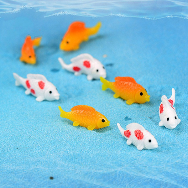 Goldfish Miniature Cute Fish Craft White Gold Fishbowl Waterscape Fairy Garden Accessory Micro-landscape Aquarium Decoration DIY MaterialC