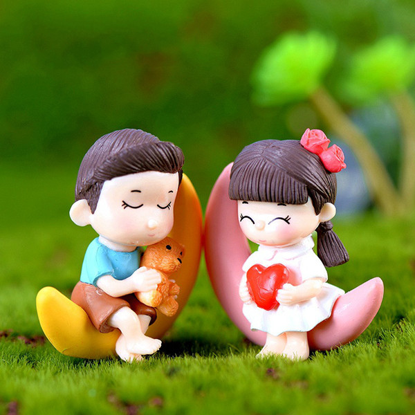 1Pair Moon Lovers Sweety Couples Miniature Figurines Doll Ornament Accessory Moss Micro Landscape Fairy Garden Decoartion DIY Craft