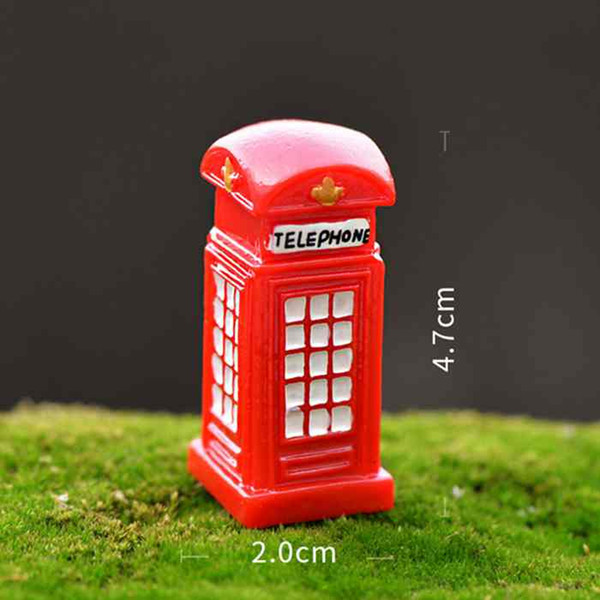 Red Telephone Kiosk Booth Handicraft Model Plant Potted Ornaments DIY Material Moss Terrarium Micro Landscape Fairy Garden Desktop Zakka