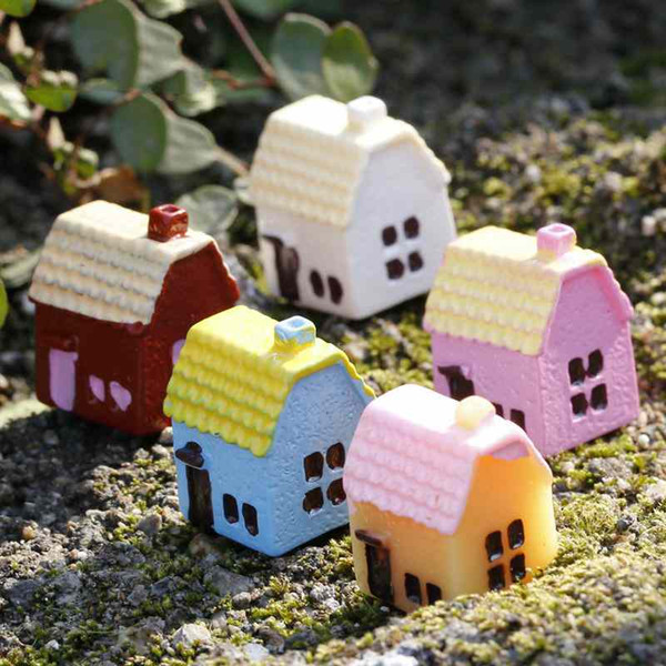 Chinese Style House Mini Cottage 5Colors Random DIY Material Moss Terrarium Micro Landscape Succulents Ornaments Fairy Garden Desktop Zakka