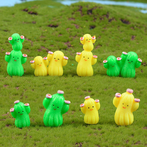 Cartoon Cactus Ornament Conjoined Cactus Miniature Micro Landscape Moss Terrarium Plant Decor Fairy Garden Accessory Craft DIY Material