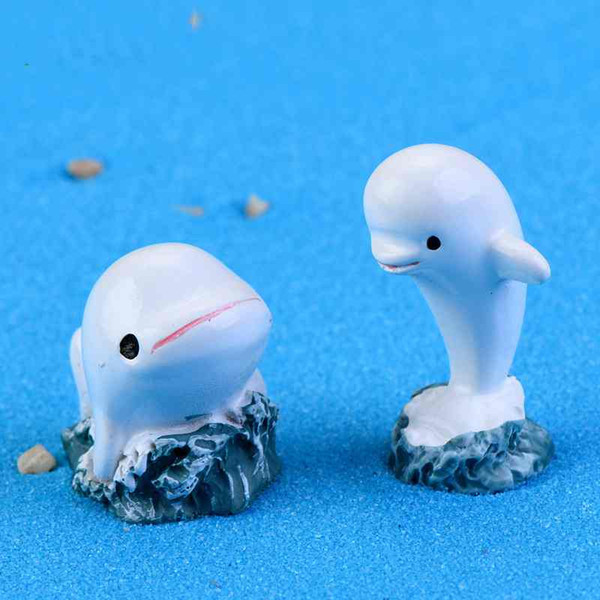 Micro Landscape Miniature Resin White Dolphin Moss bottle Succulent plants pot decor ecological props DIY resin crafts materials