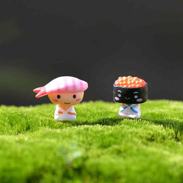 Cartoon Sushi Doll Ornament Pink Black Micro Landscape Decoration Moss Terrarium Plants Pot Accessories DIY Assembled Material Toys for Kids