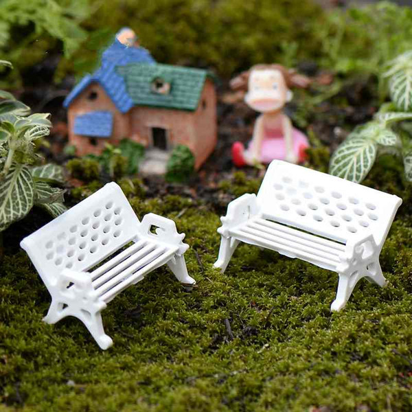 Miniature White Beach Chair Park Bench Micro Landscape Moss Bottle Succulent Potted Plants Decor Ecological Props DIY Crafts Materials