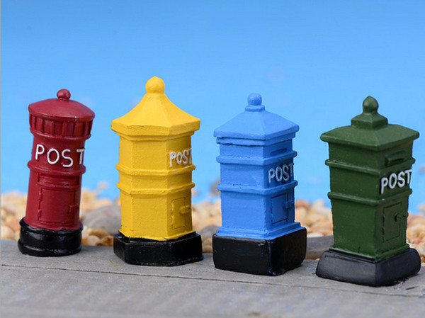 30pcs MOQ Wholesale Cute Resin Reminiscent Retro Postbox Shaped Bonsai Decoration Garden Fairy Miniature used in garden home occassion