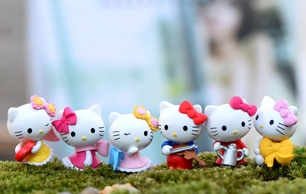 Kawaii 10sets MOQ shiping free mini resin hello kitty fairy miniature color as picture for garden plant and home decor anime cartoon figure