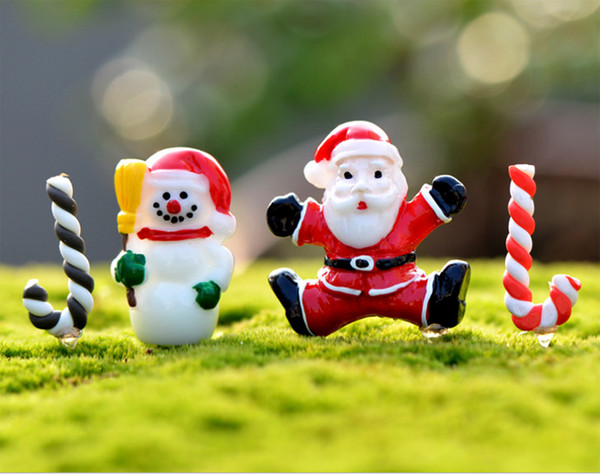 Free Shipping Resin Snowman Santa Claus Set Craft Garden Decoration Ornament Miniature Plant Micro Landscape Bonsai Figurines DIY Christmas