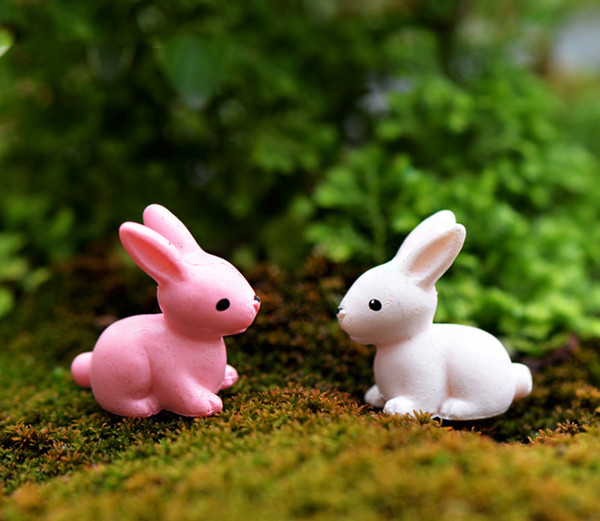 30pcs free shiping cute mini white rabbit Garden Miniatures wholesale small Garden Resin handcraft figurin for wedding or home furnising use