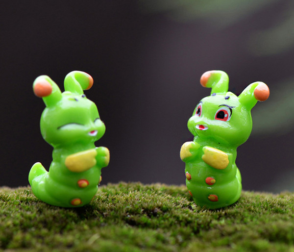 20sets shipping free tiny animal green worm garden fairy miniature kawaii caterpillar palmerworm potted plants decoration micro landscape