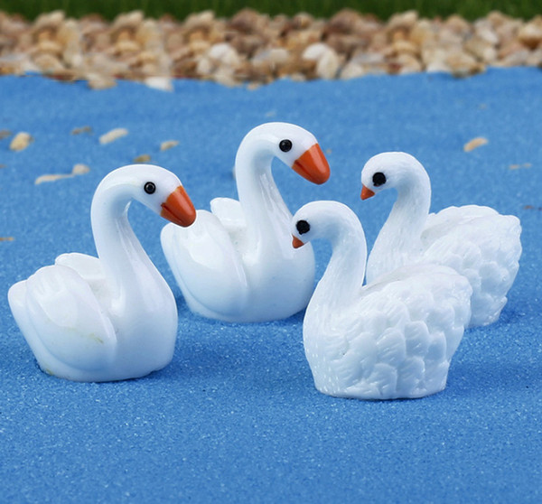 30pcs free shiping wholesale Cartoon mini swan Garden Miniatures Resin handcraft figurin for wedding Decoration or home table garden decor