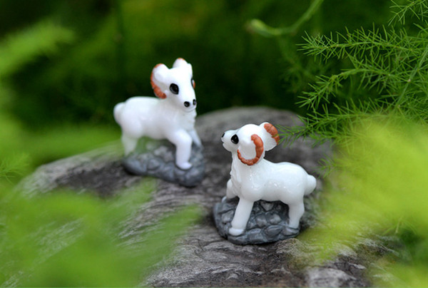 30pcs MOQ High quality lovely mini handcraft white goat fairy miniature color as picture DIY garden landscape home decorative animals Usage