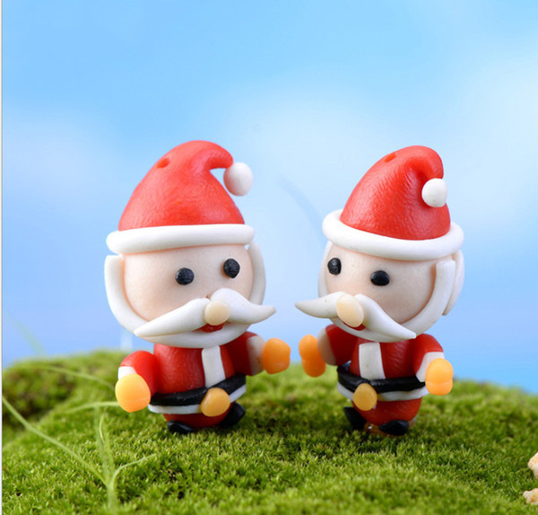 Wholesale 20Pcs/Lot Cabochon Mustache Santa Claus Christmas Miniature Garden Terrarium Bonsai Home For Decor Figurines Resin Crafts DIY