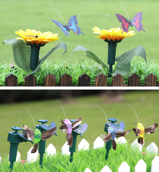 12pcs Solar Powered and Battery combo Dancing Flying Butterfly Humming Bird Garden Decoration Ornaments Novelties Children Education Toy