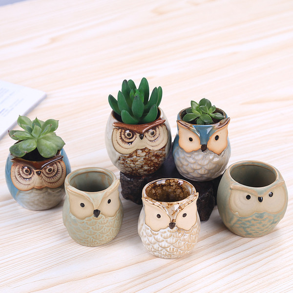 New Cartoon Owl-shaped Flower Pot for Succulents Fleshy Plants Flowerpot Ceramic Small Mini Home/Garden/Office Decoration 46