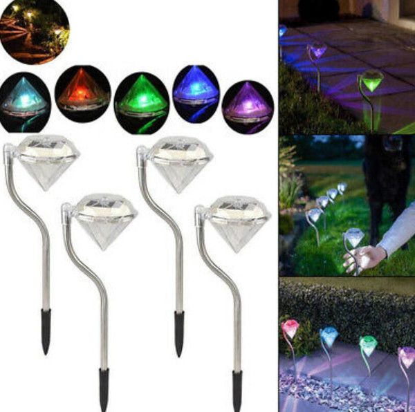 Solar Power Garden Lights Diamond Shape waterproof Pathway Lawn Landscape Pathway Night Lamps Lawn Light LJJK1531